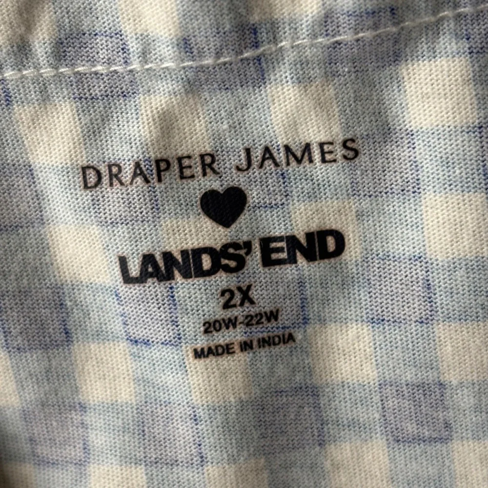 Draper James x Lands End Blue Gingham Cotton V-Neck Shift Dress Plus 2X Preppy - Picture 7 of 9
